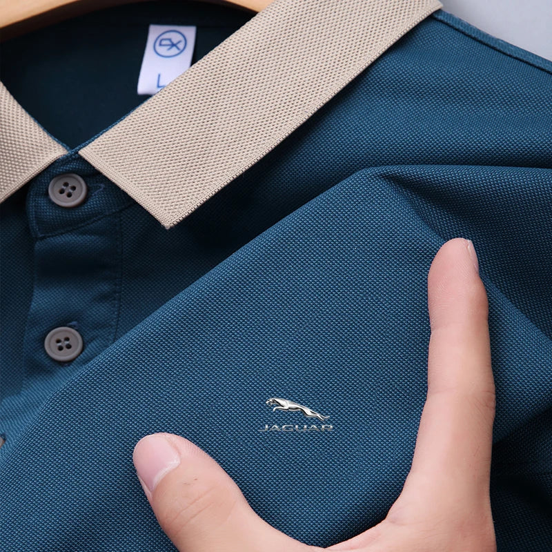 2024Summer men's new polo men's solid color short sleeved polo shirt men's casual street wear high-end polo shirt
