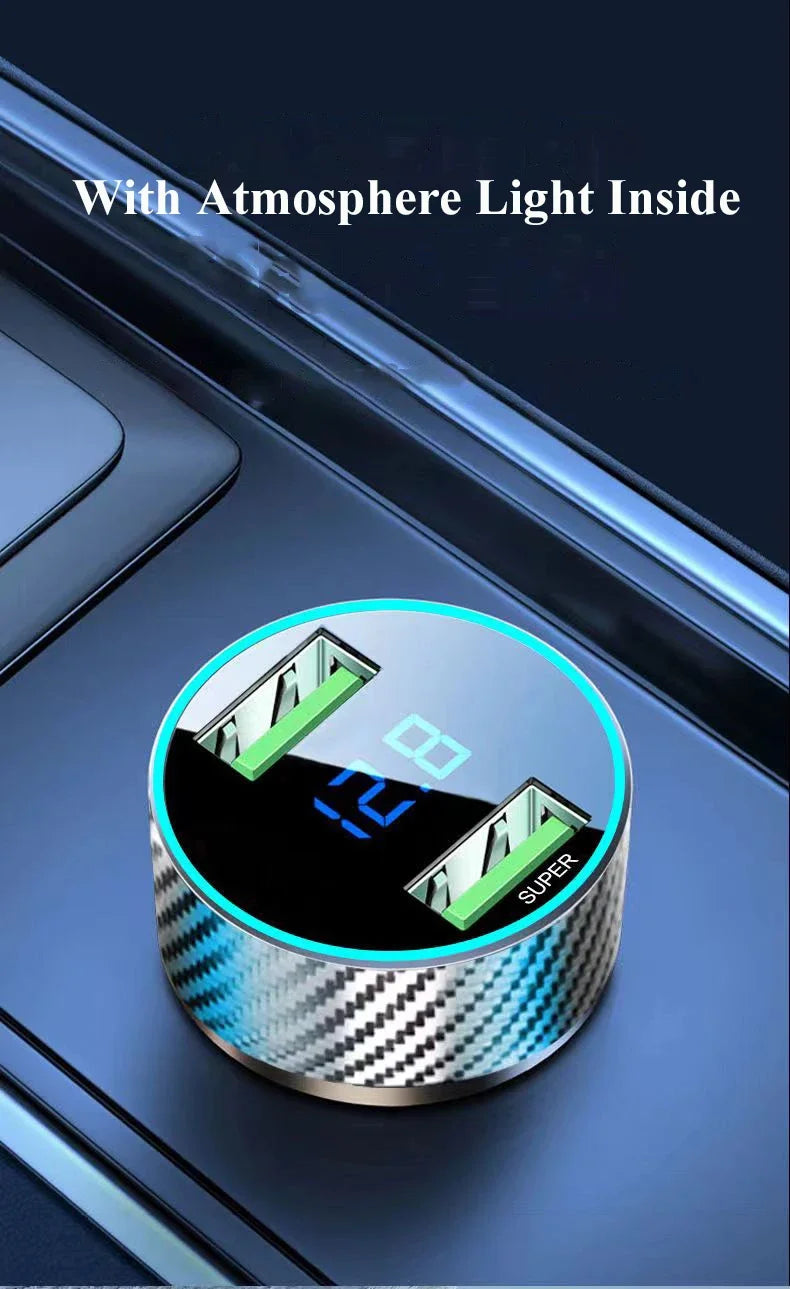 2 in 1 USB Car Charger Adapter 300W Super Fast Charge with Voltage Monitor for iPhone Samsung iPad Huawei Oneplus OPPO VIVO