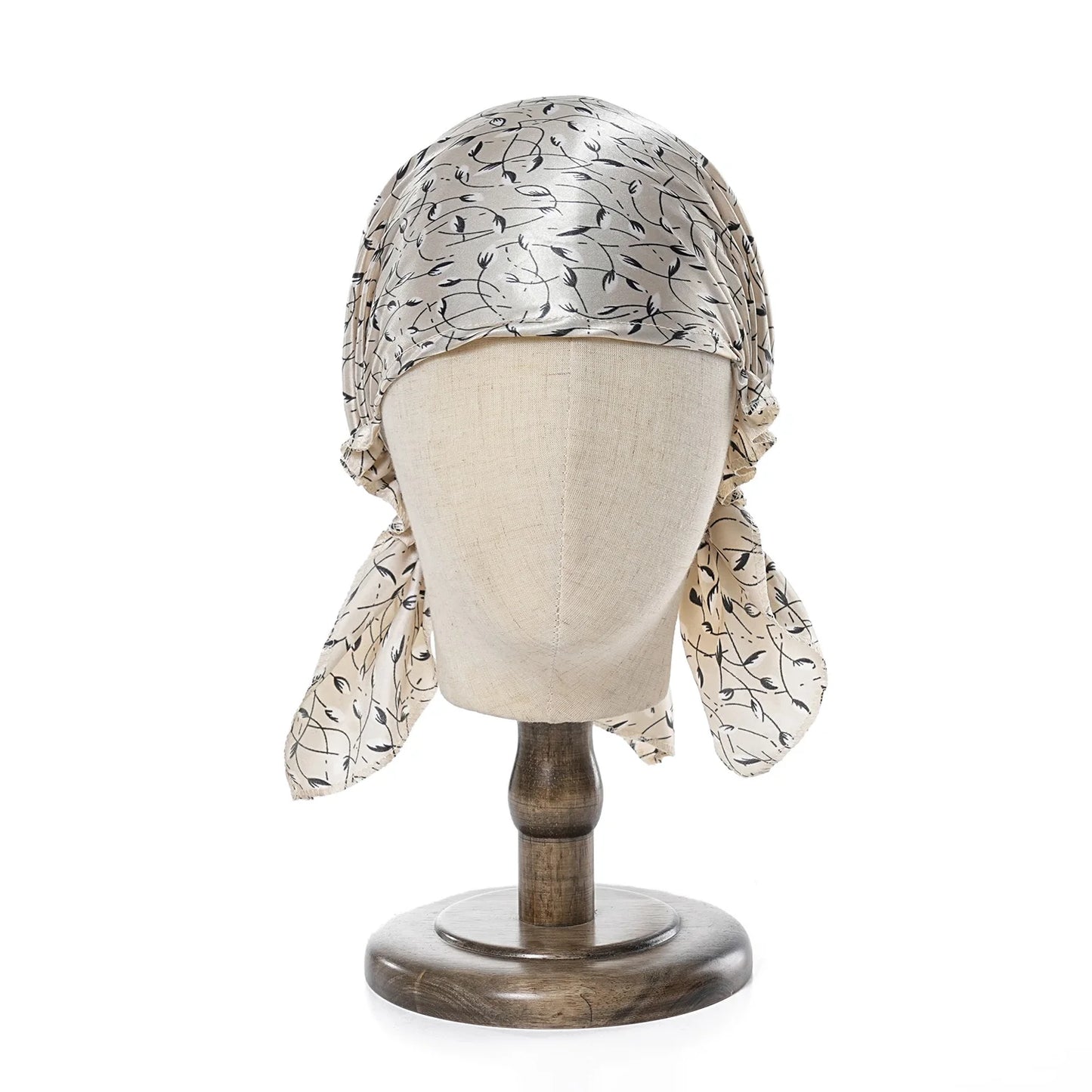 New Women Luxury Satin Sleeping Bonnets Night Sleep Caps Ladies Headwrap Printed Stretch Beanie Cap Hair Care Head Cover