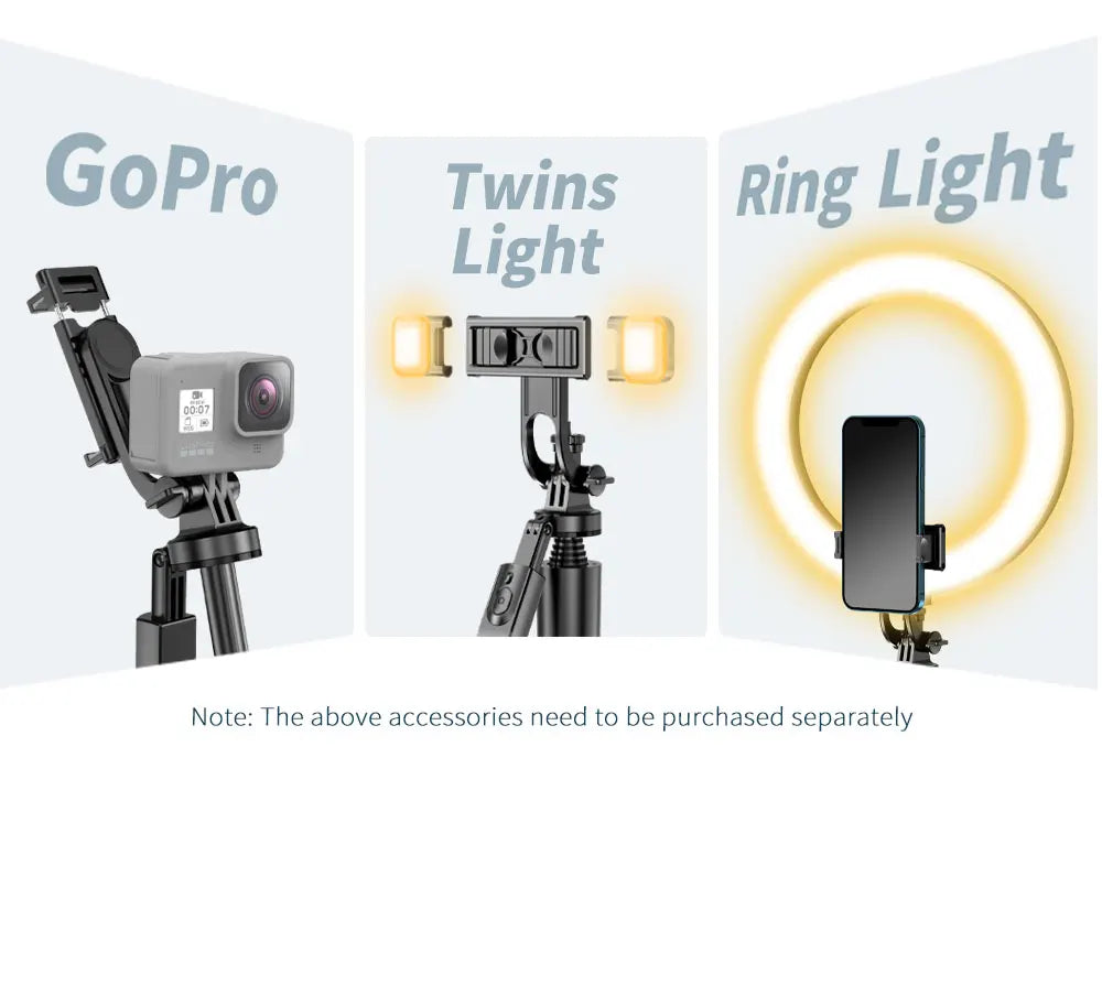 1530mm Wireless Selfie Stick Tripod Stand Foldable Monopod With Led Light For Smartphones Balance Steady Shooting Live
