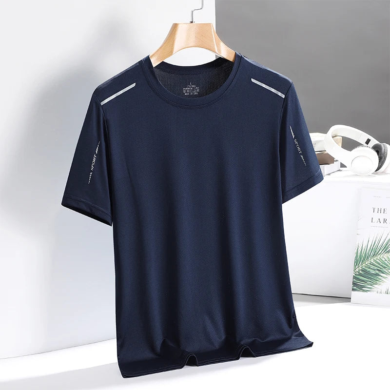 2024 Sports T-shirt for Running Men Short Sleeved Ice Silk Summer Top Quick Drying Basketball Fitness Polo T Shirt for Men