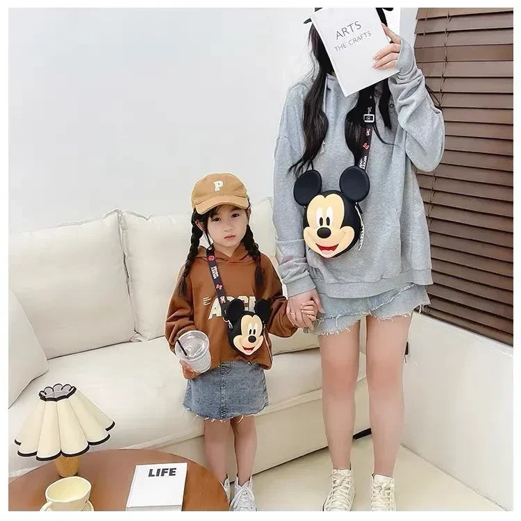 Original Disney Anime Kawaii Minnie Mickey Mouse Silicone One Shoulder Bag Leisure Fashion Zero Purse Birthday Gift For Girl