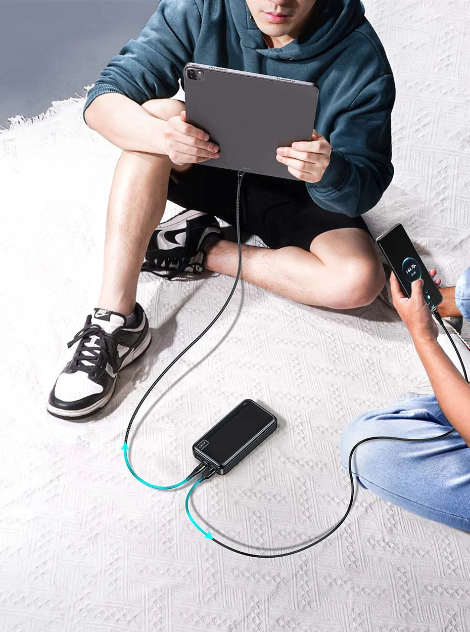 QOOVI 20000mAh Power Bank External Large Battery Capacity Portable Charger PowerBank Fast Charging For iPhone 15 Xiaomi Samsung