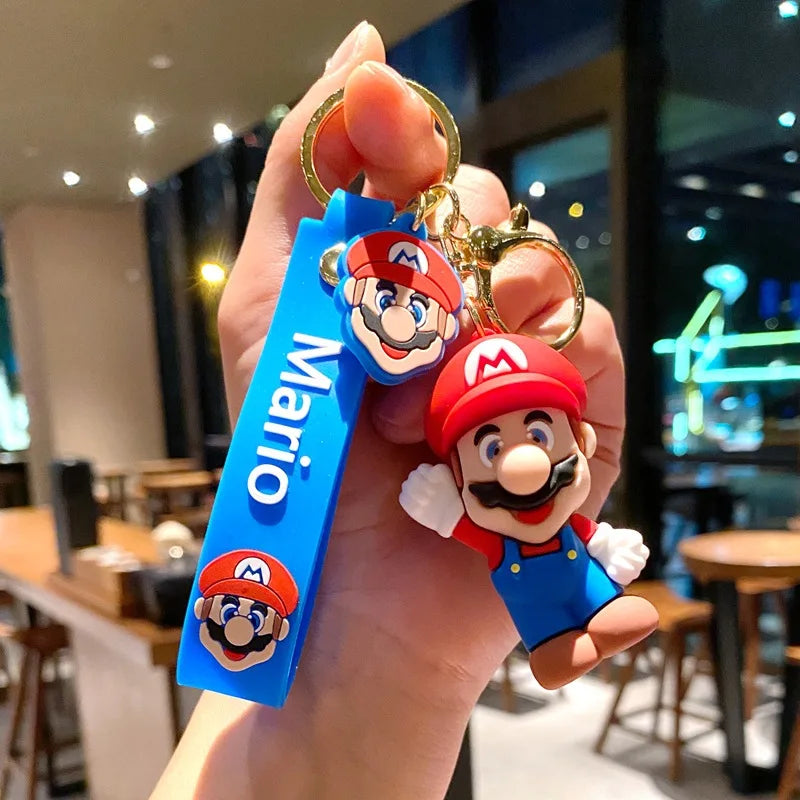 Super Mario Bros Game Stitch Disney Keychain wonder Action Figure Toy PVC Silicone Pendant Car Cartoon Bag Pendant Jewelry Gifts