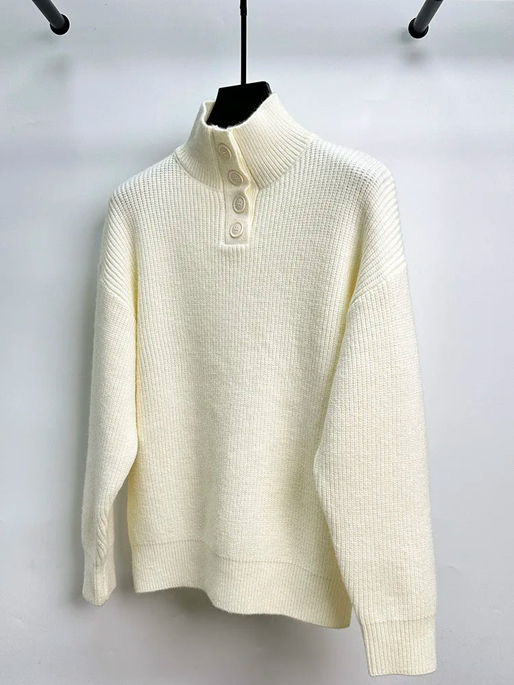 High end men's trendy jacquard knitted sweater 2023 autumn and winter new casual fashion thickened warm high collar pullover