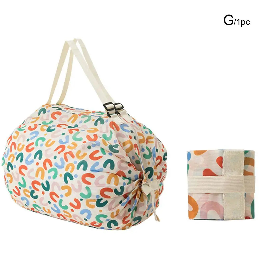 Big Folding Shopping Bag Foldable Reusable Grocery Bag Portable One Shoulder Handbag For Travel Groceries market Storage Bag