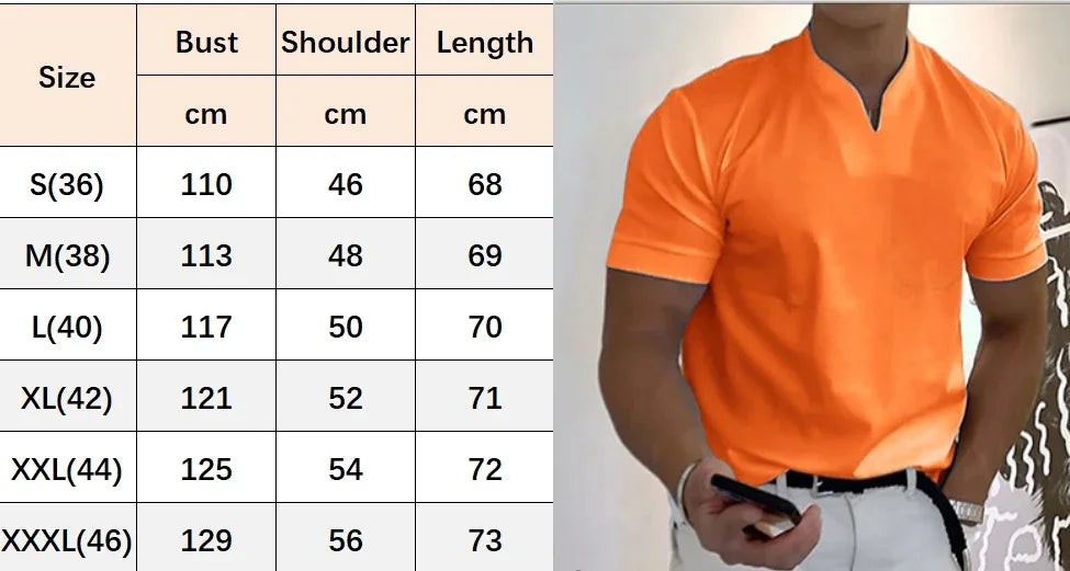 2024 Summer Beach Short Sleeve Solid Color V-neck T-shirt Micro Elastic Muscle Men's top 12 Color Daily Casual Sports Clothing