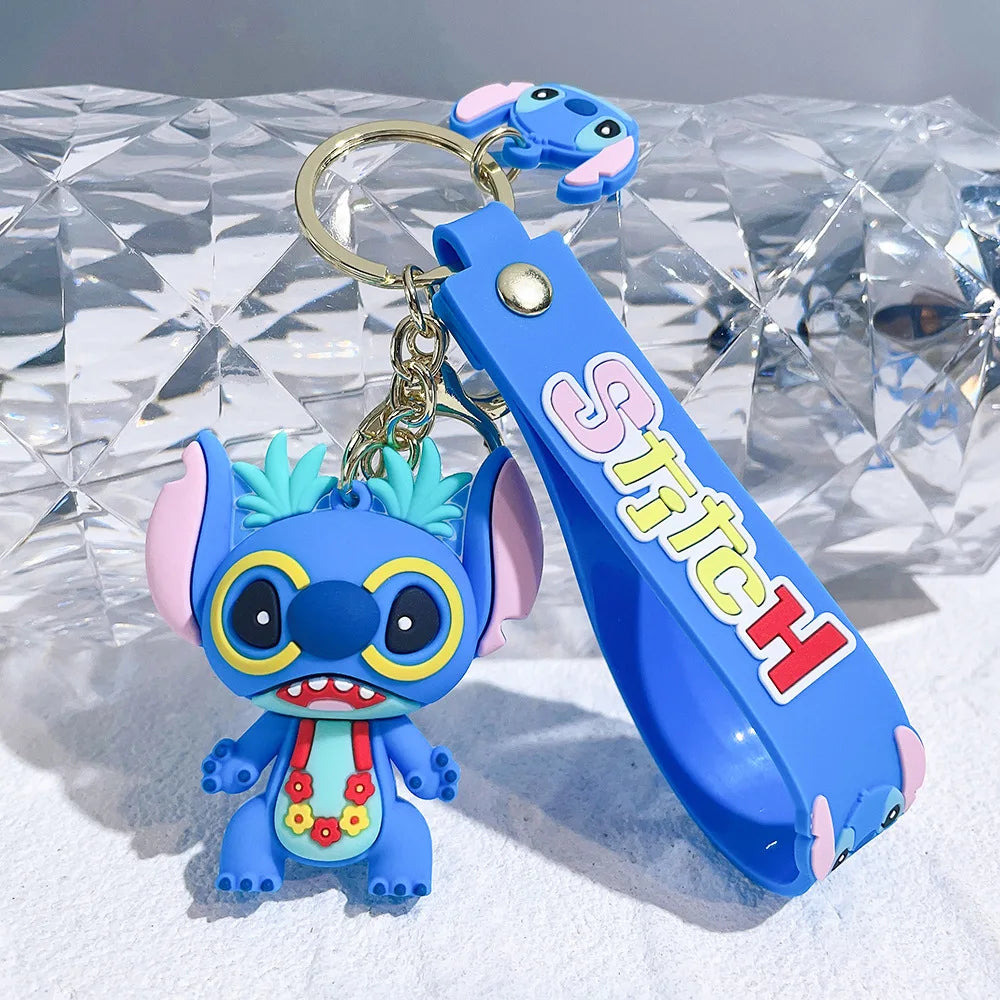 Super Mario Bros Game Stitch Disney Keychain wonder Action Figure Toy PVC Silicone Pendant Car Cartoon Bag Pendant Jewelry Gifts