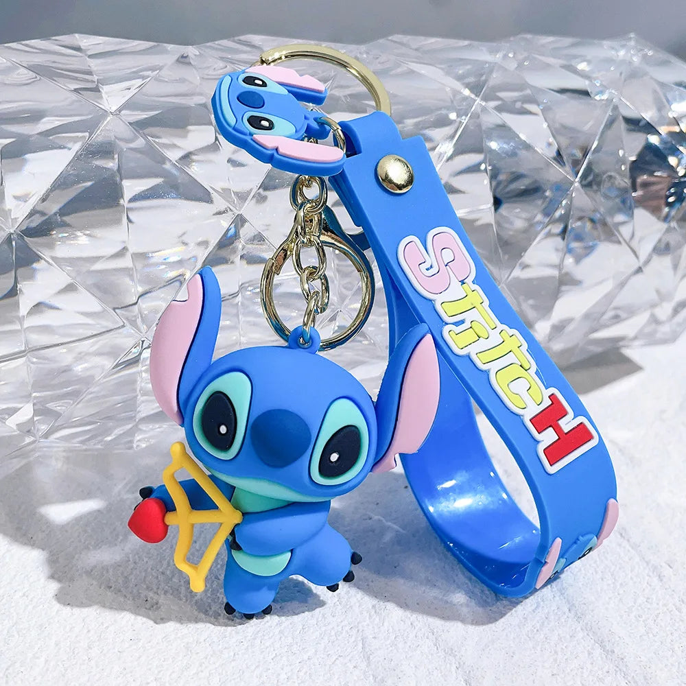 Super Mario Bros Game Stitch Disney Keychain wonder Action Figure Toy PVC Silicone Pendant Car Cartoon Bag Pendant Jewelry Gifts