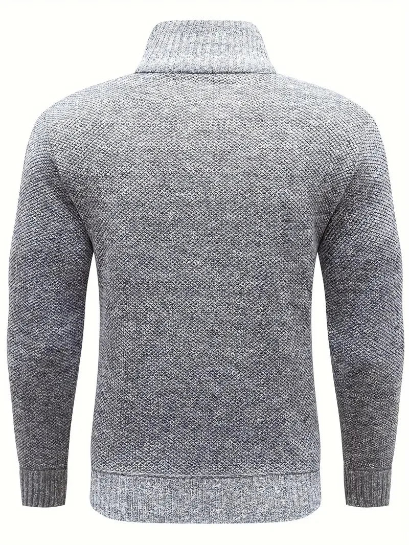 Men Pullover Autumn Winter Solid Color Stand Collar Leisure And Comfortable Zipper High Collar For Warmth Slim Fit Sweater