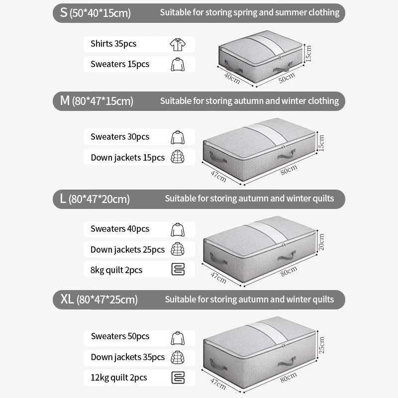 Large Bed Bottom Storage Box Foldable Clothing Quilt Storage Bag Household Moisture Bedroom Clothes Storage Bags Organizing Bags