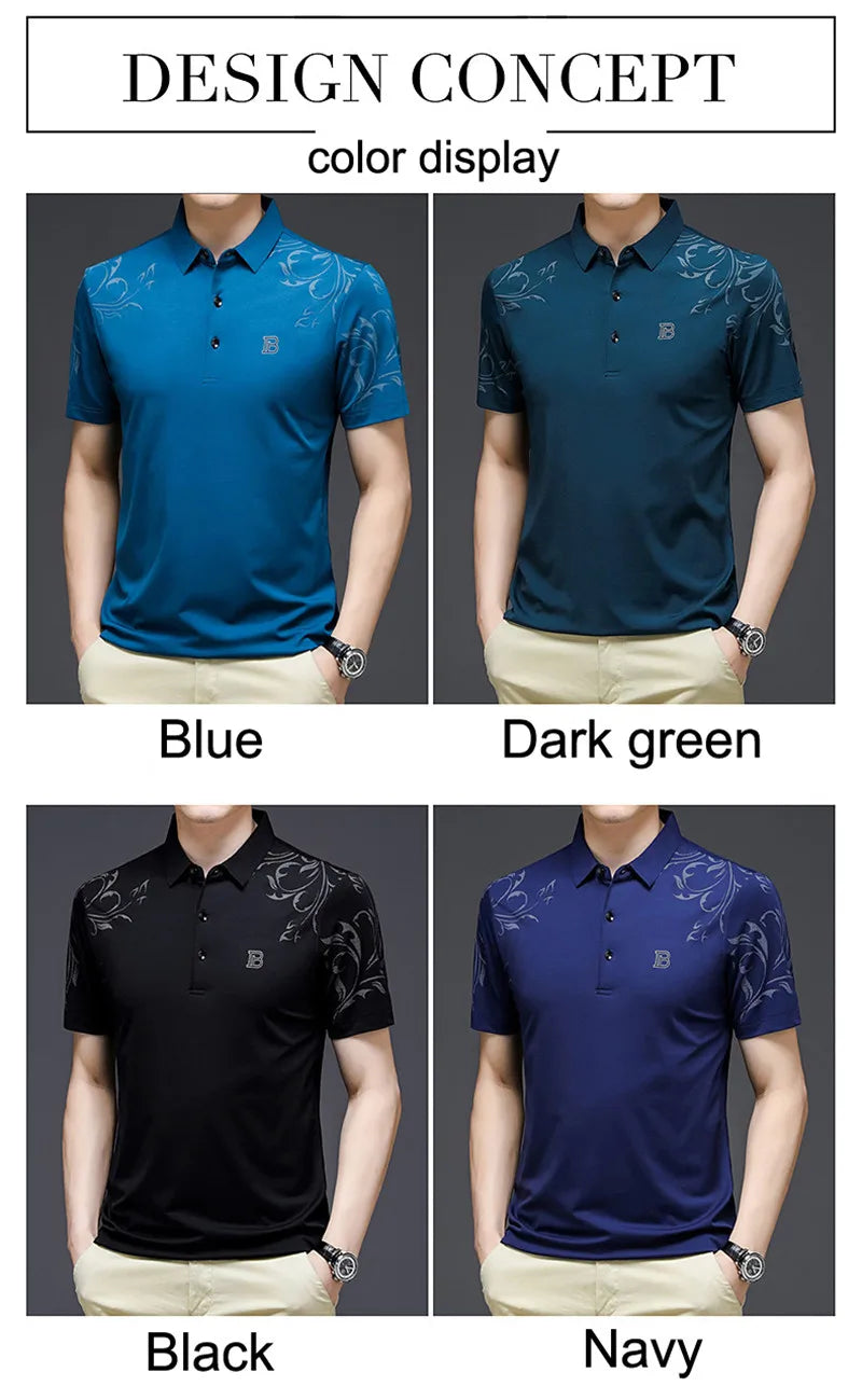 2024 New Fashion Men's Polo Shirt Short Sleeve Letter Printed Summer Shirt Solid Loose Fit Polo Shirt for Male Clothing