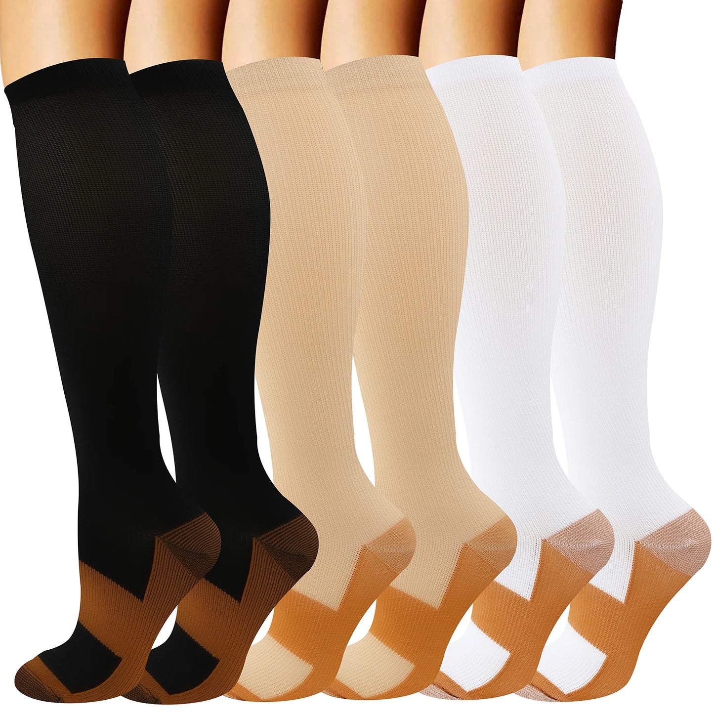 Long tube socks solid color sports pressure socks elastic socks copper compression socks on the soles outdoor cycling socks