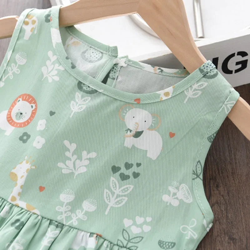 Bear Leader Summer Girls Dress Casual Princess Dresses Sleeveless Print Flower Costumes Kids Vestidos Cotton Floral Dress 2-7Y