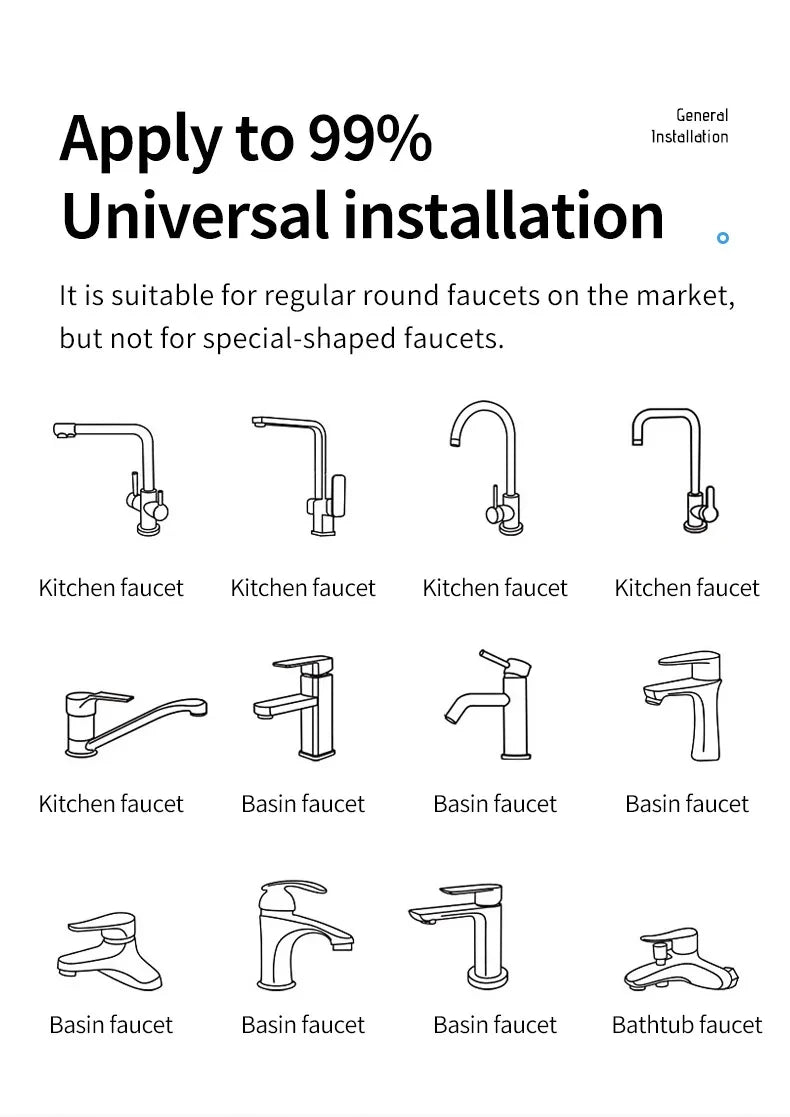1 ABS Universal Rotating 1080 ° Faucet, Spray Nozzle, Washbasin Faucet, Kitchen Faucet, Extended Aerator Nozzle