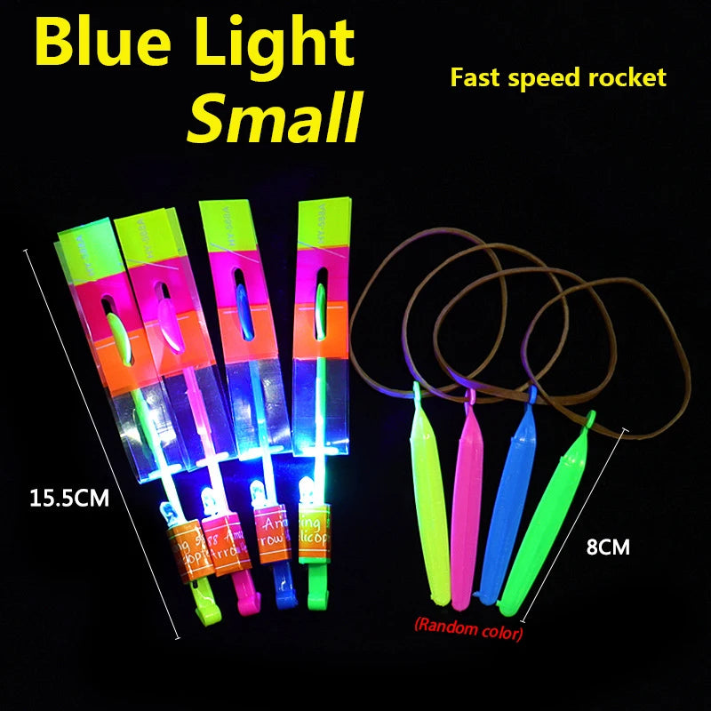 LED Light Toys 50/100pcs Amazing Light Toy Arrow Rocket Helicopter Flying Toy Party Fun Gift Rubber Band Catapult