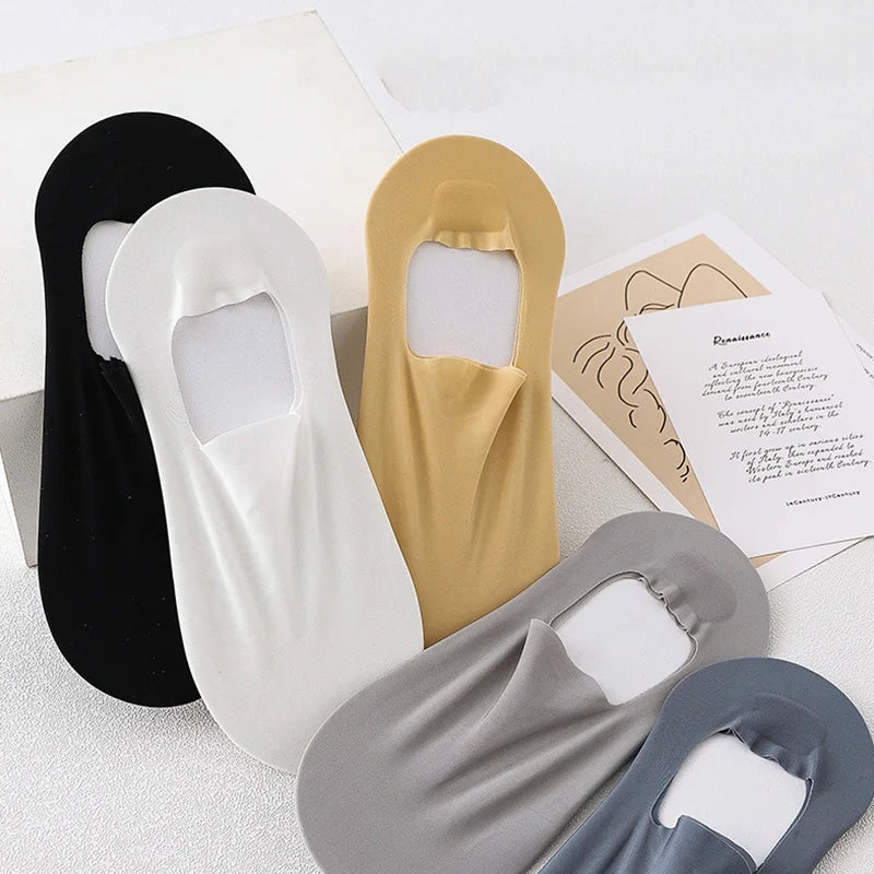 2024 New Summer Invisible Socks For Male Nylon Ice Silk Non-slip Socks No Trace Casual Breathable Sokken Classic Men's Socks