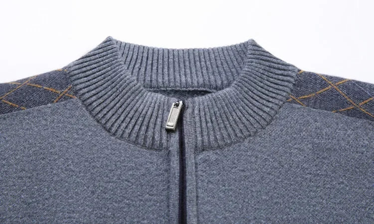 fall and winter New Men's Solid Color Half-high Neck Zipper Pullover Knit Sweater Fashion Casual Men's Warm Long-sleeved Sweater