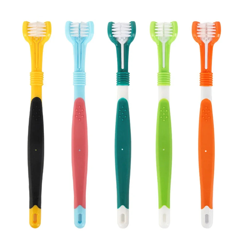 Three Sided Pet Toothbrush Three-Head Multi-angle Toothbrush Cleaning Dog Cat Brush Bad Breath Teeth Care Tool Cleaning Mouth
