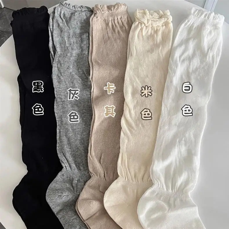 Black White Stockings Women Girls Thigh High Long Socks JK Japanese Leggings Summer Thin Loose Costumes Sweet Ballet Hosiery