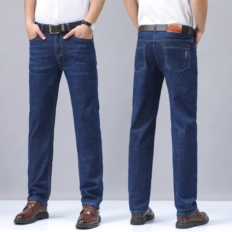 Casual Men Classic Business Jeans 2024 Summer Autumn Slim Stretch Denim Trousers Male High Quality Luxury Pants Brand Clothing