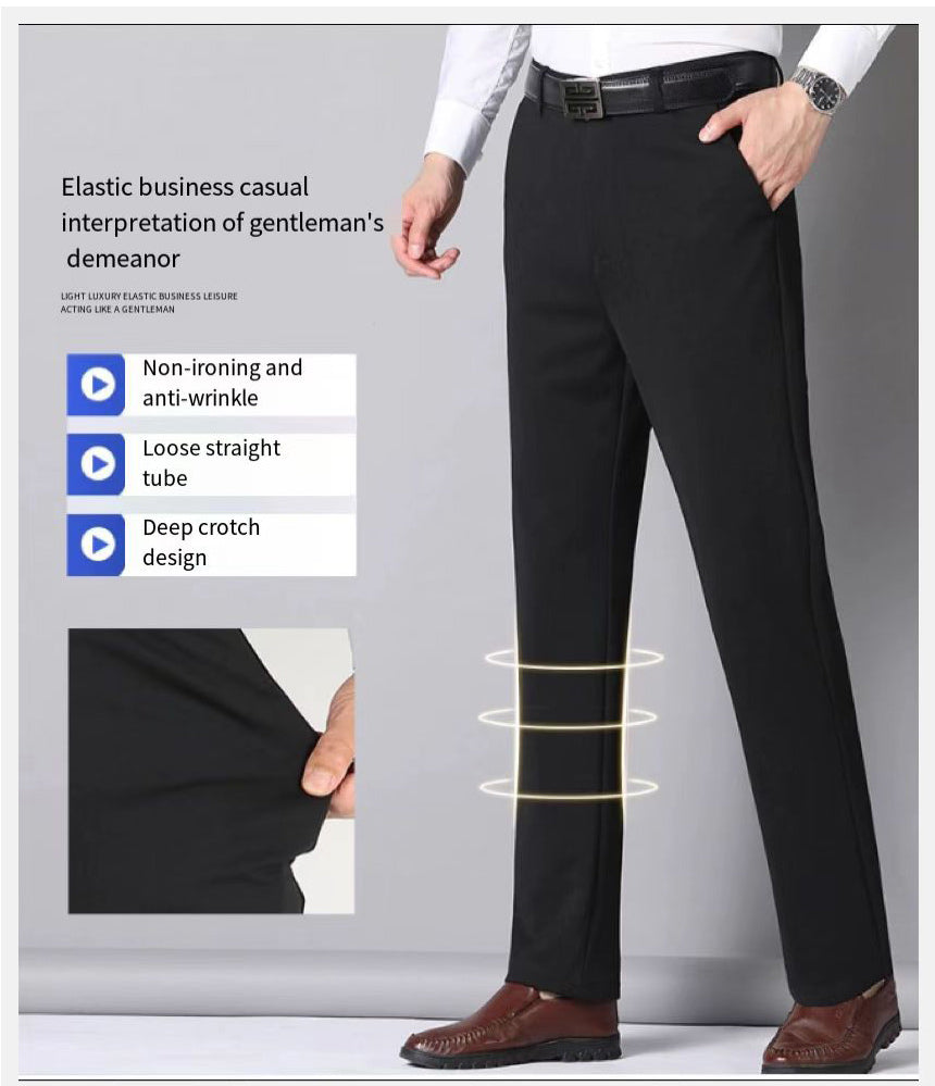29-42 Men's Summer Thin Fashion Business Casual Suit Pants Long Pants Men's Elastic Straight Sleeve Formal Pants Plus Size 28-40