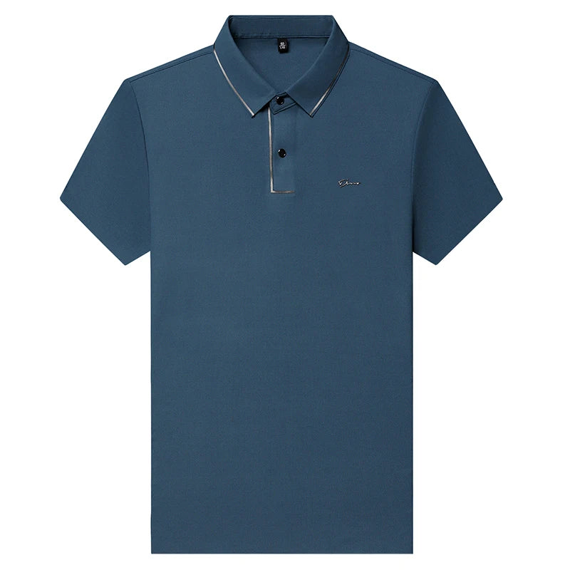 Handsome 2024 Summer Ice Silk Seamless Breathable Polo Shirt Men Short Sleeved Embroidery Casual Lapel T-shirt Men's Clothing