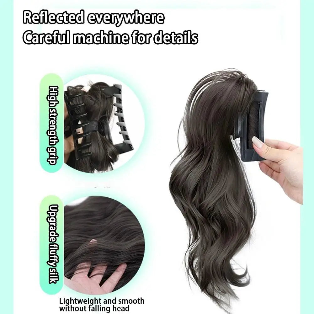 Synthetic Ponytail Extension Claw Clip Style Ponytail Extension Short Wave Curly Hair Women's Half Tied Ponytail Grip Wig