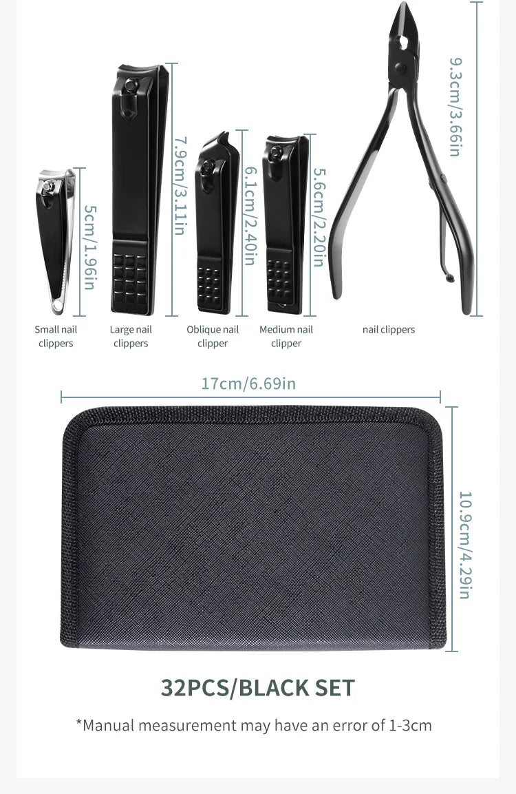 Manicure Set Pedicure Nail Clippers Set 7/32pcs Professional Grooming Tools Including Facial Fingernails and Toenails Nail Care