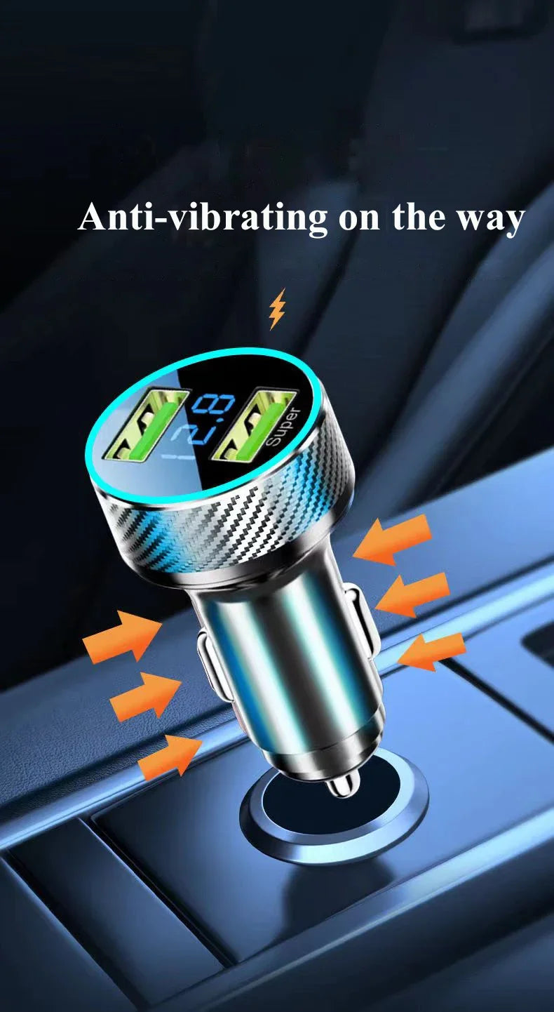 2 in 1 USB Car Charger Adapter 300W Super Fast Charge with Voltage Monitor for iPhone Samsung iPad Huawei Oneplus OPPO VIVO
