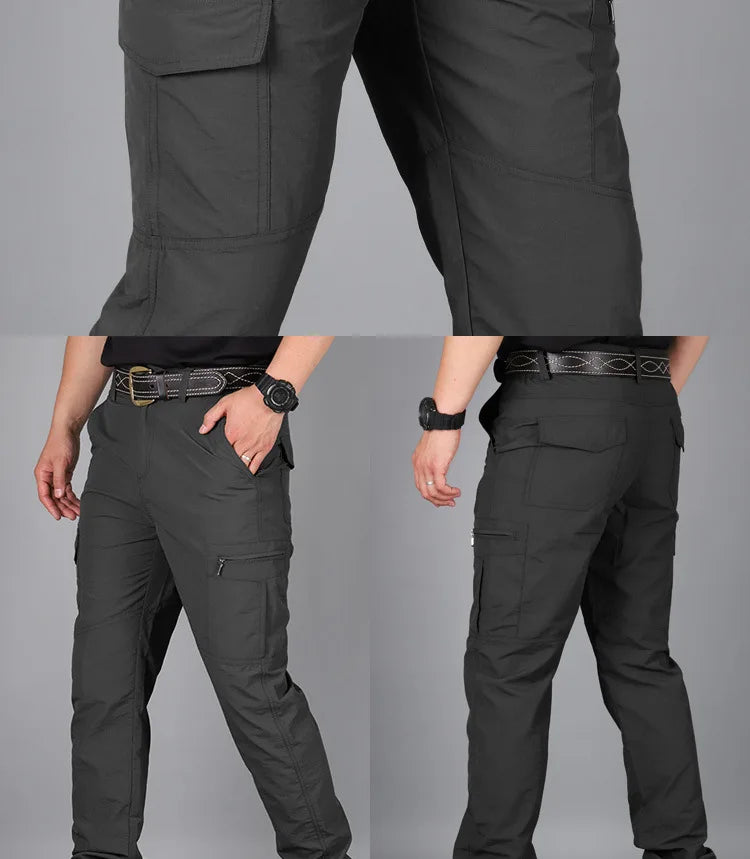 Men City Pants Cargo Trousers Multi-pocket Waterproof Wear-resistant Casual Training Overalls Fat Cargo Quick Dry Pants