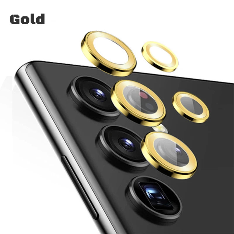 Camera Lens Glass for Samsung S22 Ultra 5G Metal Lens Ring Tempered Glass for Samsung Galaxy S23 S22 Ultra 5G Camera Lens Cover