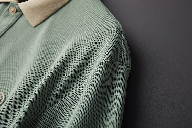 Light luxury fashion letter embroidery short sleeve POLO shirt men's summer New youth casual ice silk breathable golf T-shirt