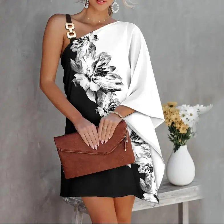 Sexy Mini Dresses For Women Summer Fashion Backless One Shoulder Beach Dress Casual Loose White New In Dresses 2024