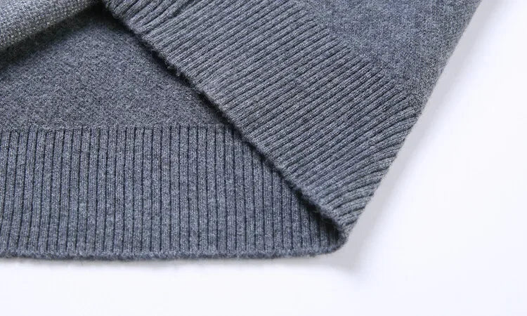 fall and winter New Men's Solid Color Half-high Neck Zipper Pullover Knit Sweater Fashion Casual Men's Warm Long-sleeved Sweater