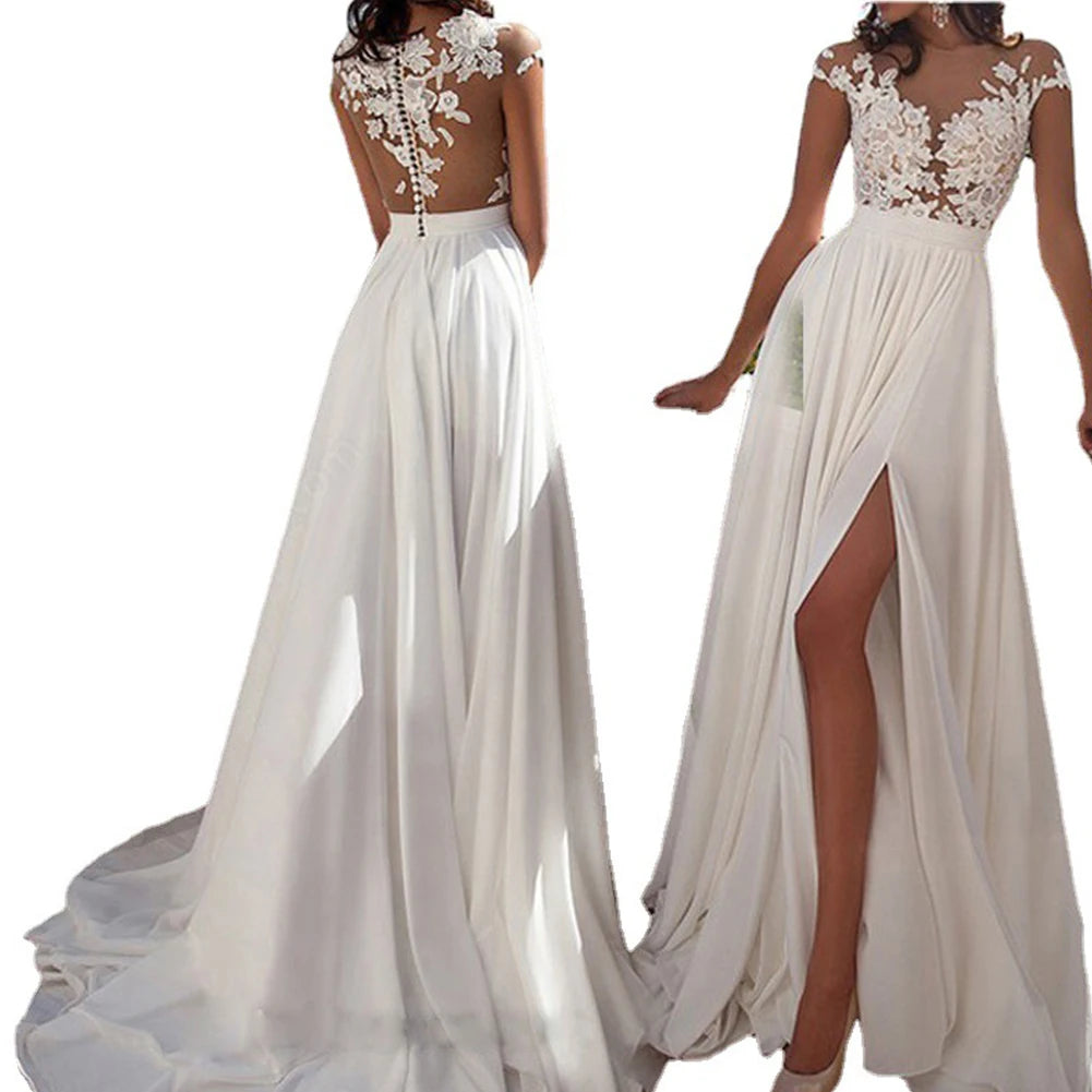 Fashionable Hot Sale Womens Dress Skirt Polyester Sleeveless Slight Strech Solid Color Chiffon Dress Crew-Neck