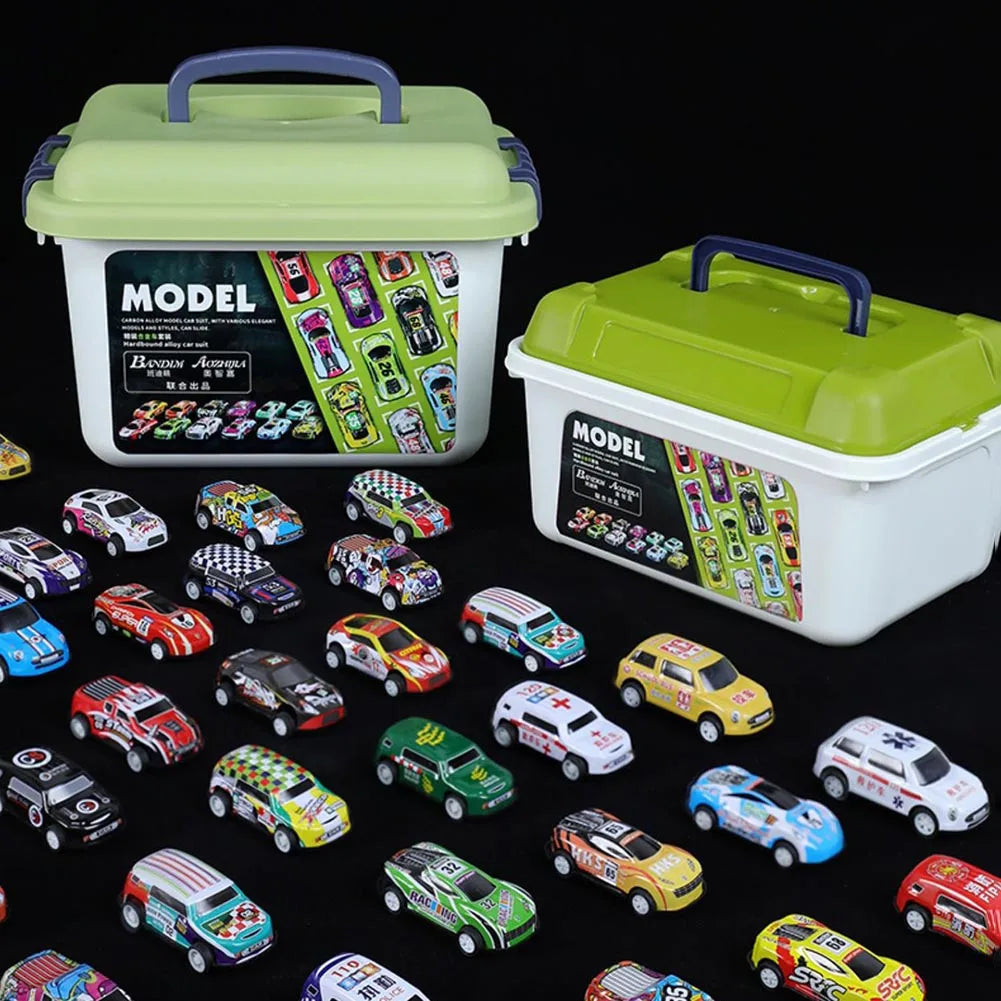 20-50Pcs/set Mini Car Set Inertia Pull Back Cars for Boys Plastic Vehicle Model Collection Toys Birthday Gift for Kids Toddler