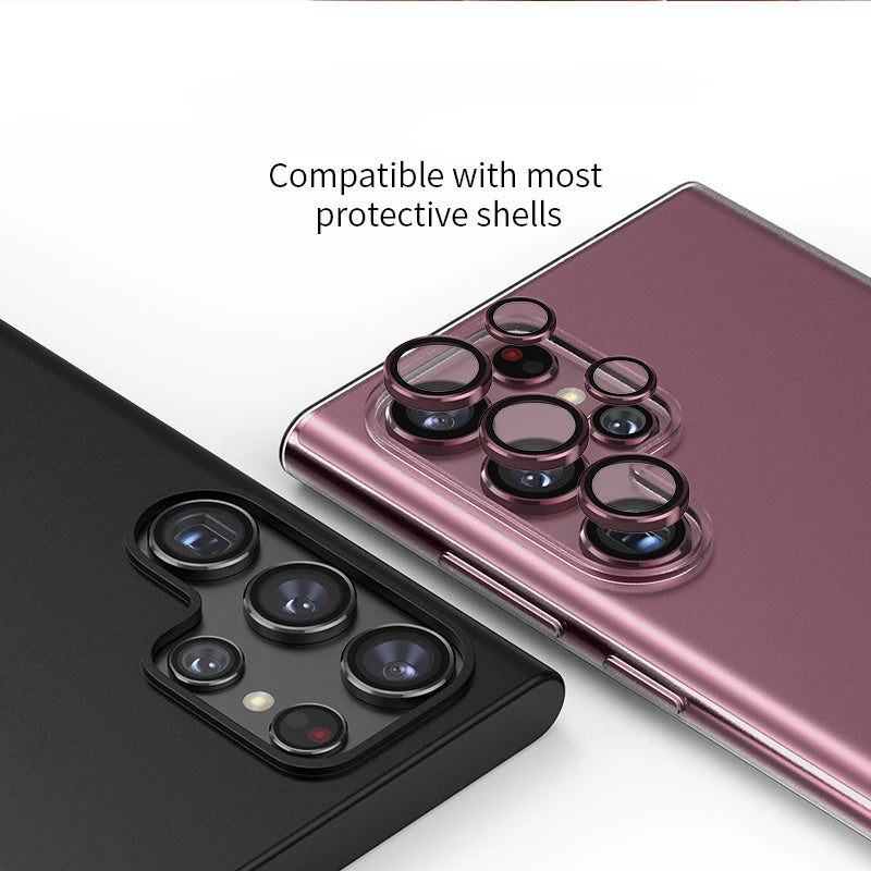 Camera Lens Glass for Samsung S22 Ultra 5G Metal Lens Ring Tempered Glass for Samsung Galaxy S23 S22 Ultra 5G Camera Lens Cover