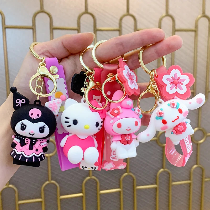Super Mario Bros Game Stitch Disney Keychain wonder Action Figure Toy PVC Silicone Pendant Car Cartoon Bag Pendant Jewelry Gifts