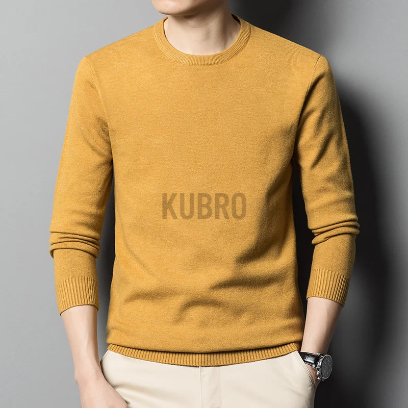 KUBRO Sweaters Men 2023 Autumn Winter New Warm Youth O-neck Men's Wool High Quality Fashion Casual Comfortable Pullover Male