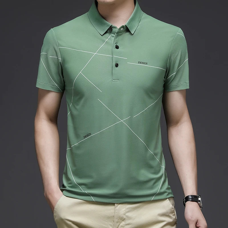 2024 Summer New Men's Printed Short Sleeved POLO Shirt Comfortable and Cool Casual Fashion T-shirt