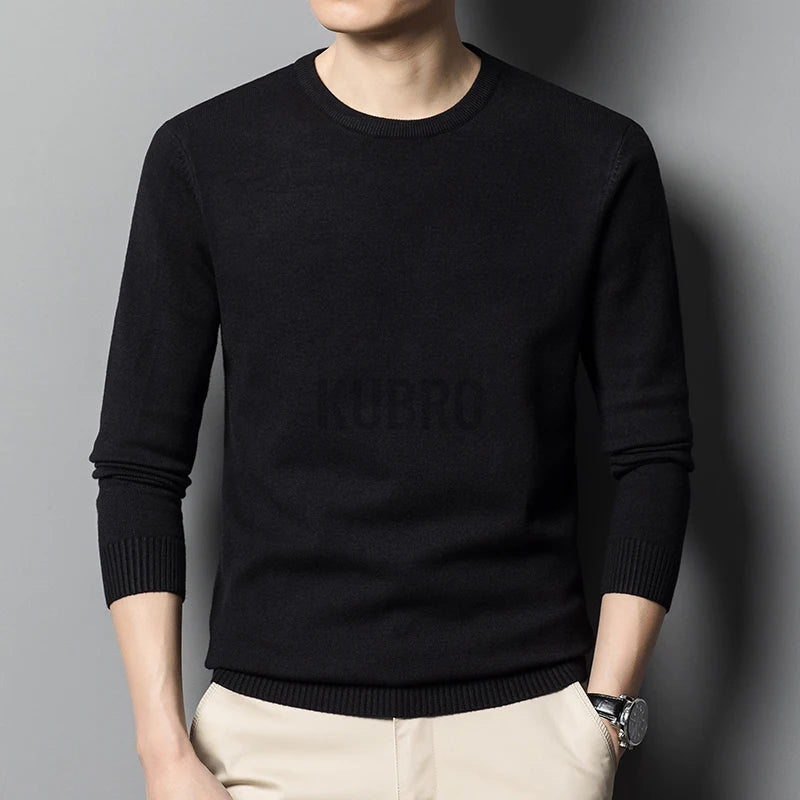 KUBRO Sweaters Men 2023 Autumn Winter New Warm Youth O-neck Men's Wool High Quality Fashion Casual Comfortable Pullover Male
