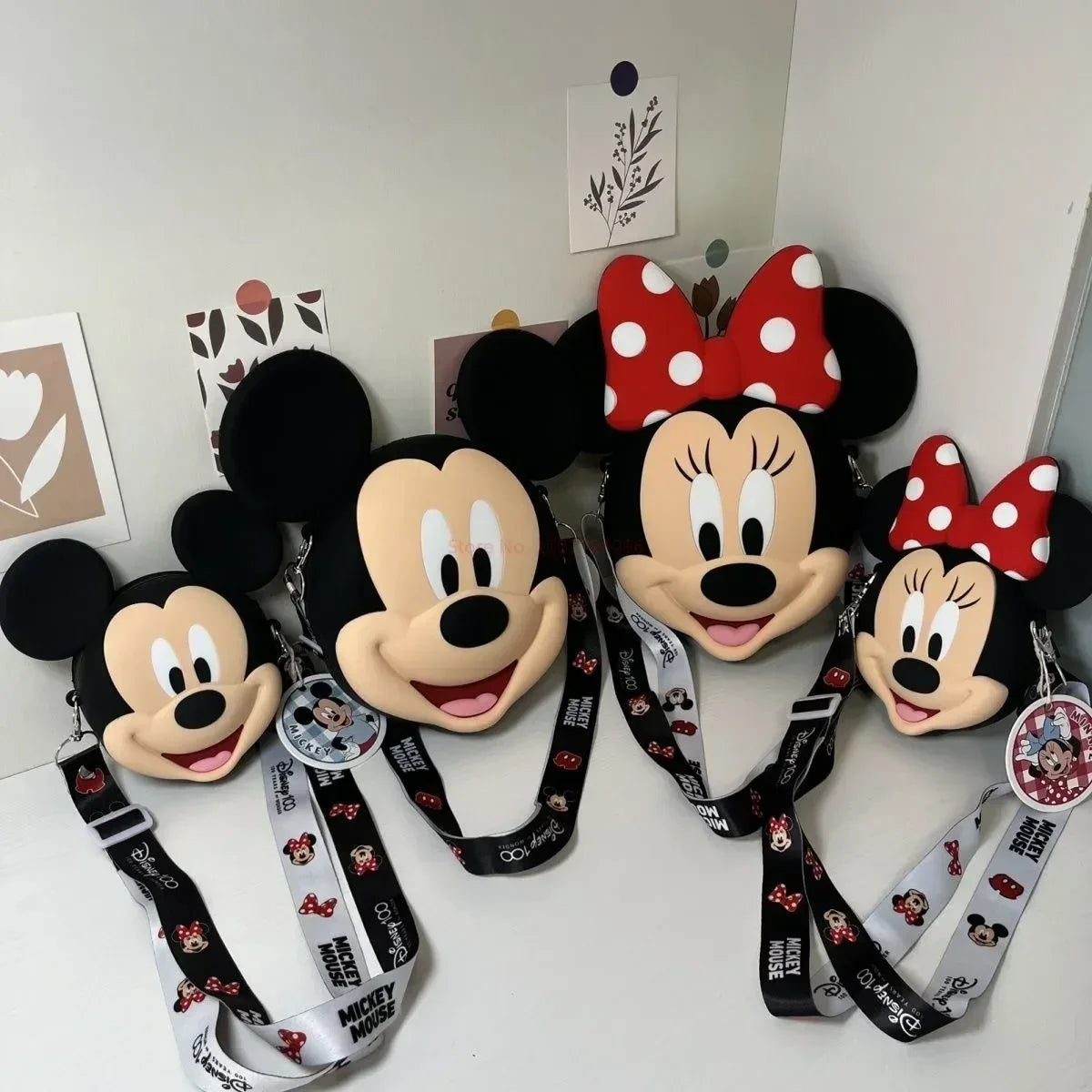 Original Disney Anime Kawaii Minnie Mickey Mouse Silicone One Shoulder Bag Leisure Fashion Zero Purse Birthday Gift For Girl