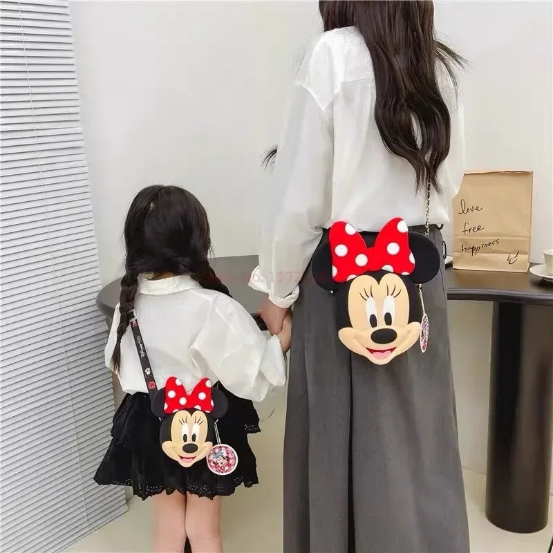 Original Disney Anime Kawaii Minnie Mickey Mouse Silicone One Shoulder Bag Leisure Fashion Zero Purse Birthday Gift For Girl