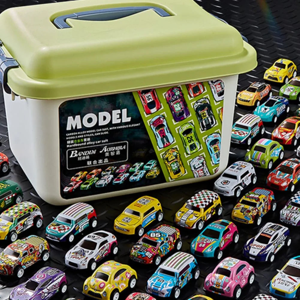 20-50Pcs/set Mini Car Set Inertia Pull Back Cars for Boys Plastic Vehicle Model Collection Toys Birthday Gift for Kids Toddler