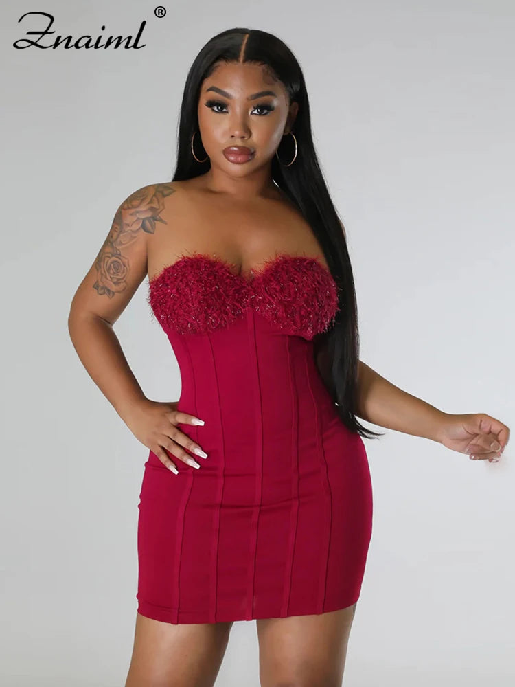Znaiml Spring Fall Velvet Evening Party Dresses for Women Elegant Corset Short Robe with Shawl Nightclub Prom Bodycon Vestidos