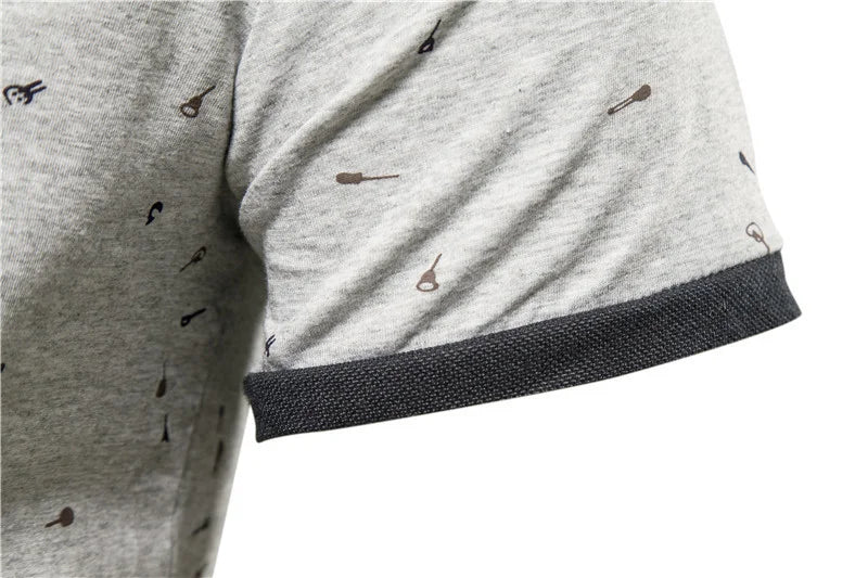 AIOPESON Casual Printed Polo Shirts Men Slim Fit Stand Collar Cotton Men's T-Shirt New Summer High Quality Classic Men Clothing