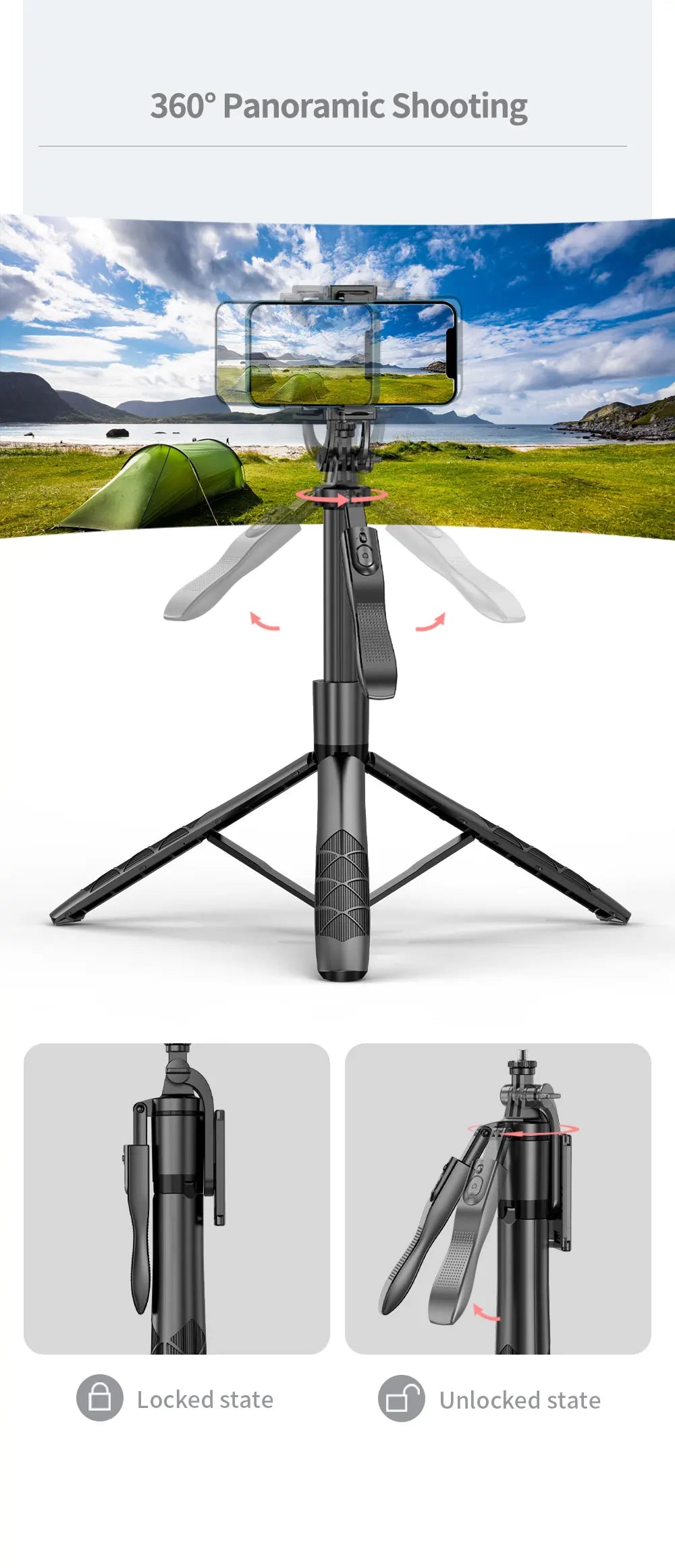 1530mm Wireless Selfie Stick Tripod Stand Foldable Monopod With Led Light For Smartphones Balance Steady Shooting Live