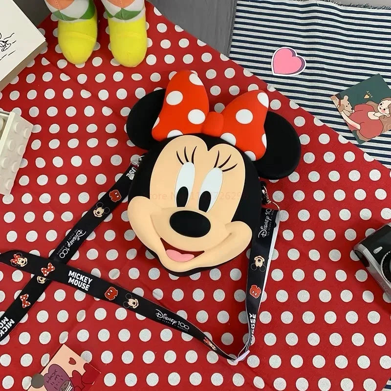 Original Disney Anime Kawaii Minnie Mickey Mouse Silicone One Shoulder Bag Leisure Fashion Zero Purse Birthday Gift For Girl