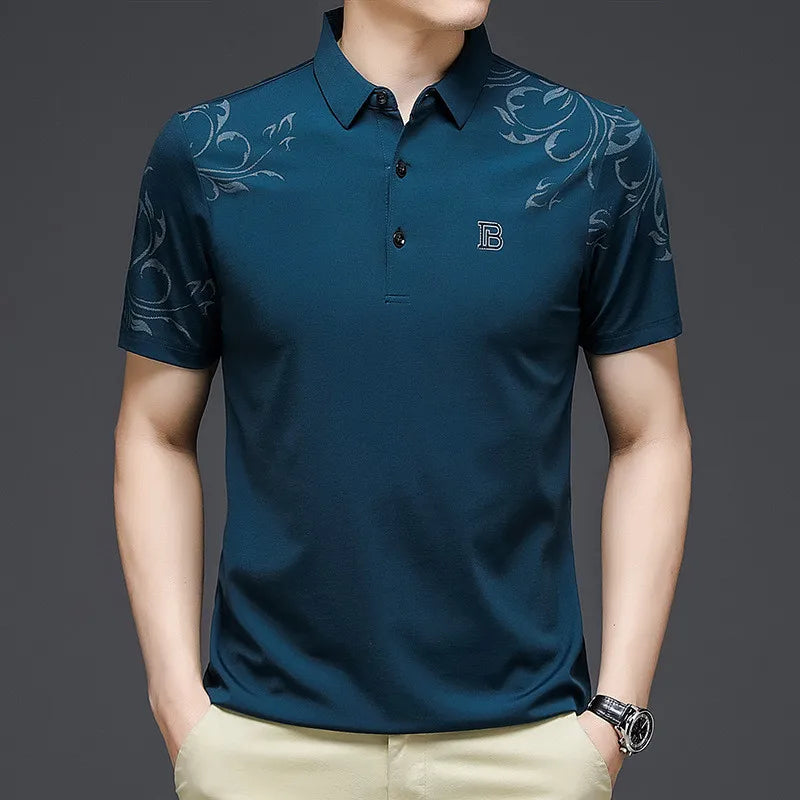 2024 New Fashion Men's Polo Shirt Short Sleeve Letter Printed Summer Shirt Solid Loose Fit Polo Shirt for Male Clothing